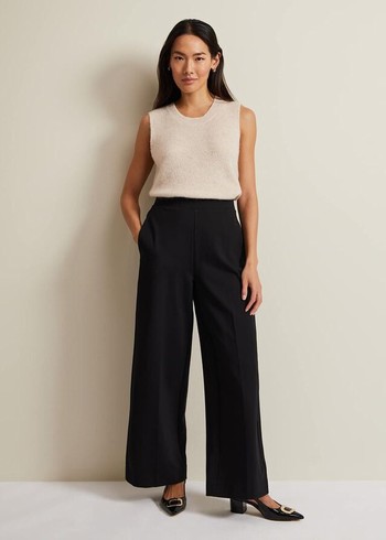 Phase Eight Mila Ponte Wide Legs Trousers Black USA | 7504862-AS